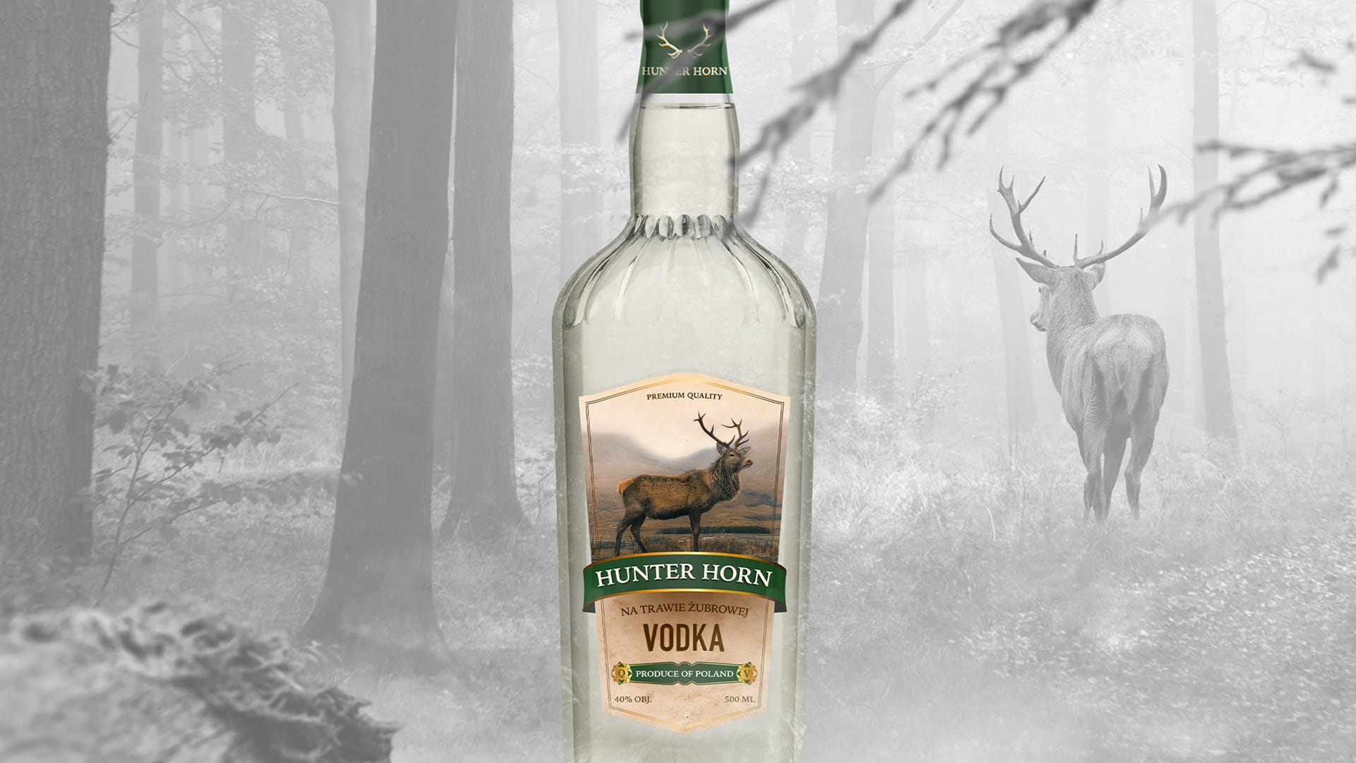 hunter_horn2 Hunter Horn – wódka na trawie żubrowej - projekt etykiety